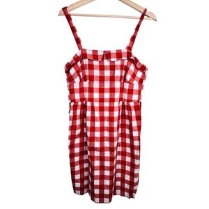 VTG Jack by BB Dakota Medium Red Gingham Checks Sleeveless Mini Dress Cotton